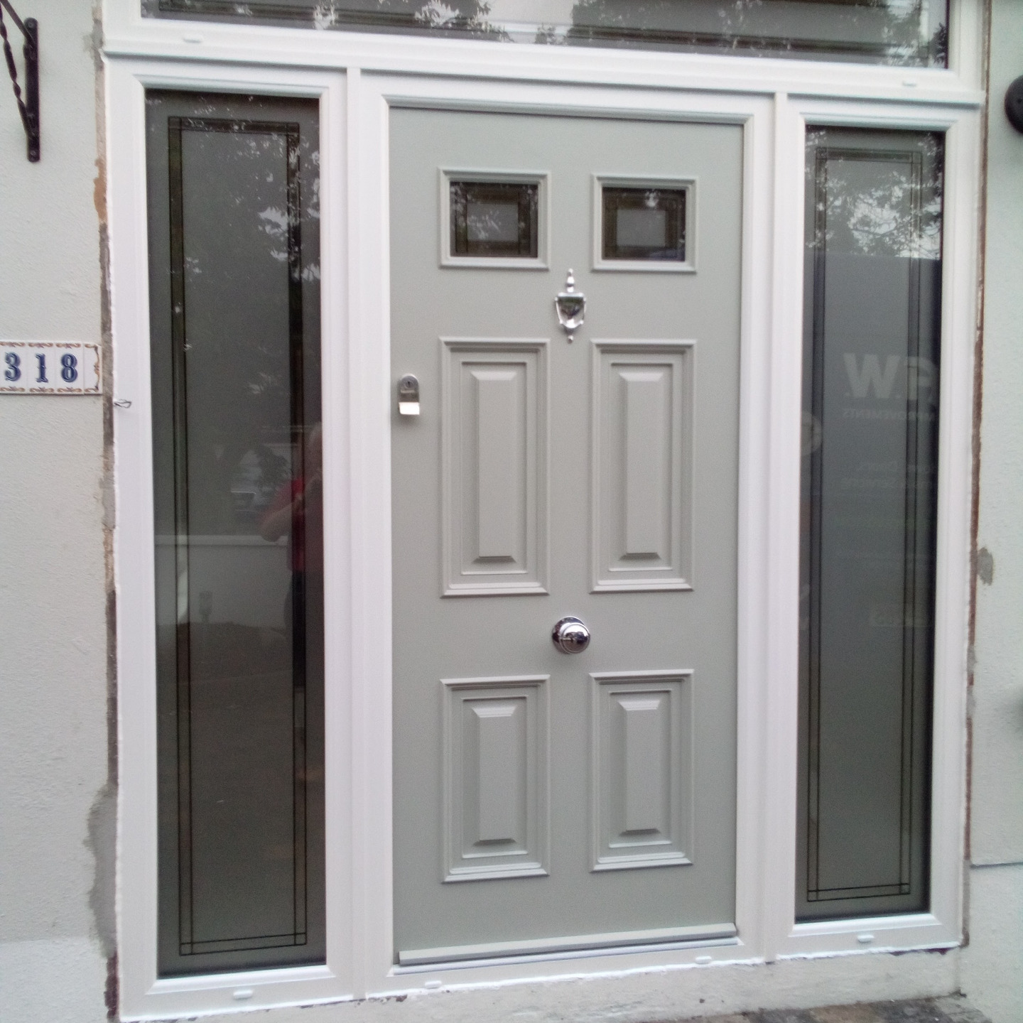 Composite Door in Agate Grey with White Frame. This work was done in Leixlip Co Kildare